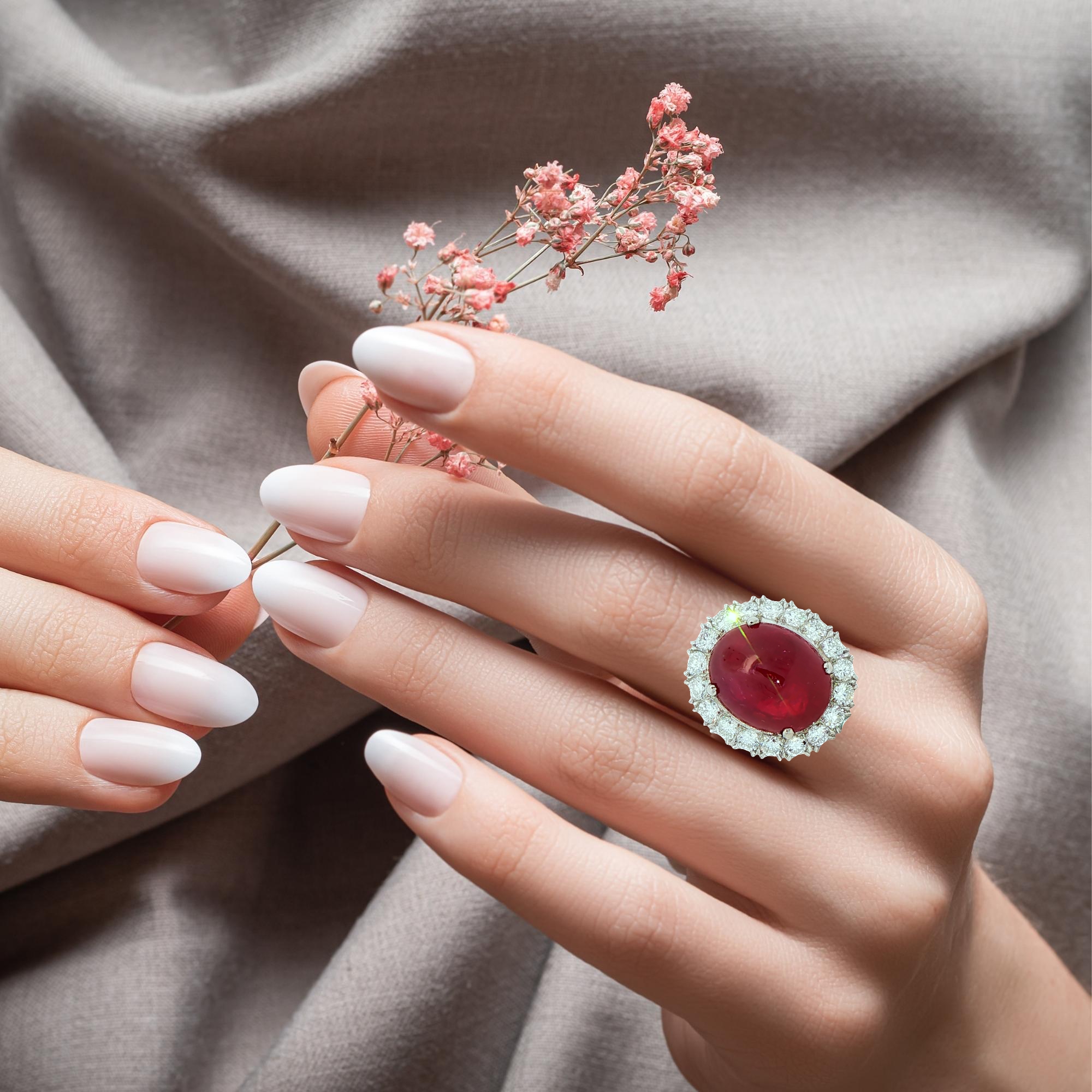 Luxury 12.66-carat no-heat ruby ring with 1.40 carats of brilliant-cut diamonds in 18k gold, dual certified by AGL and GIA
