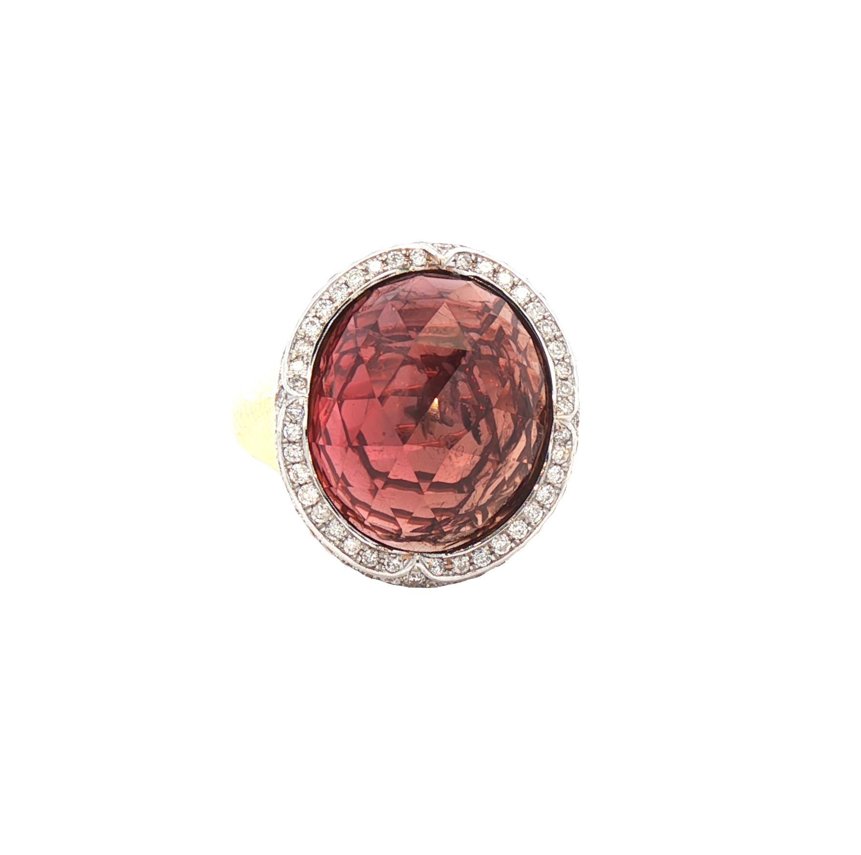 Luxury 12.78-carat natural no-heat rose-cut ruby ring with 0.88 carats of diamonds in 18k yellow gold