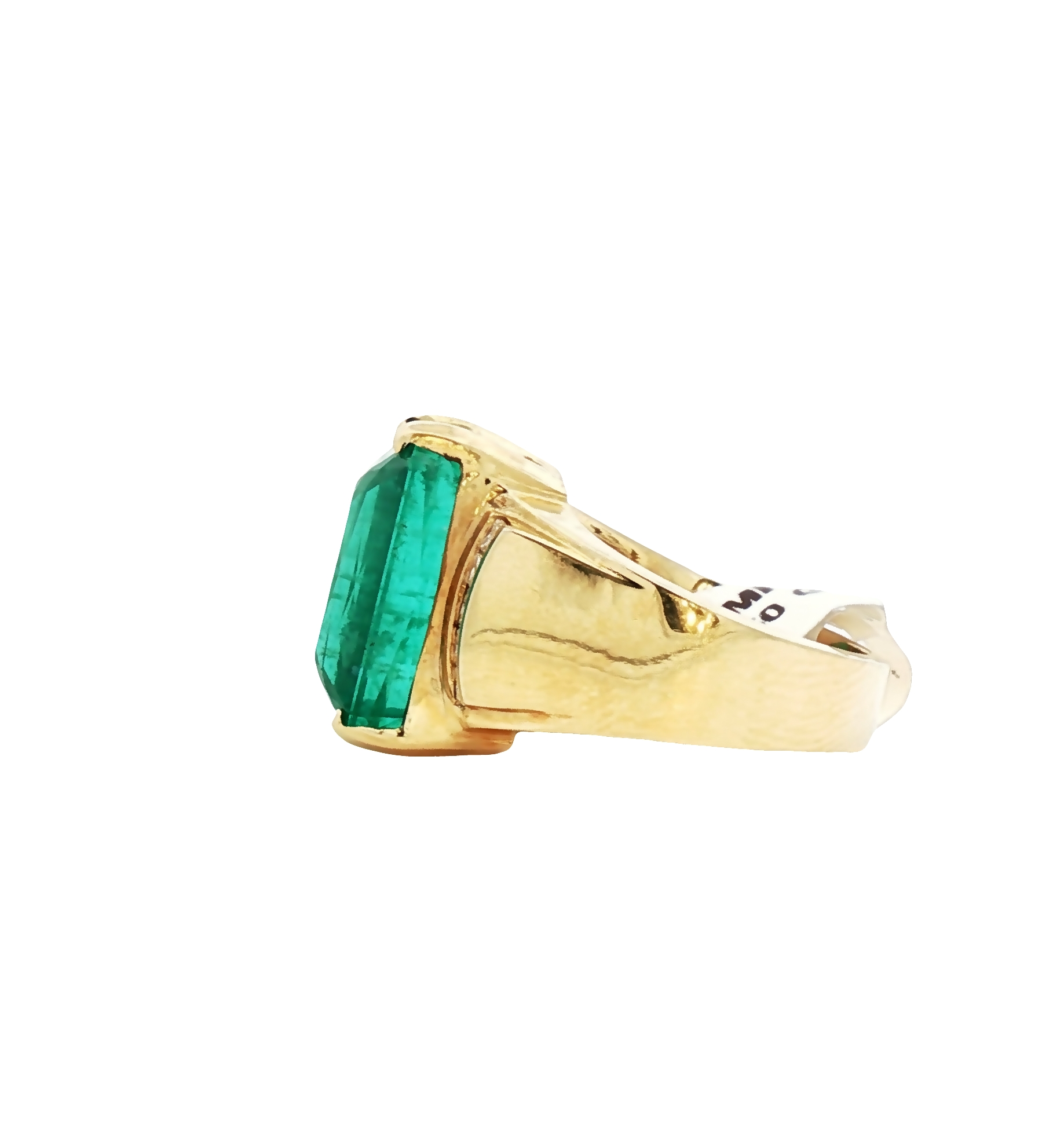 18.98 ct natural Brazilian octagonal emerald in 18K yellow gold with ~0.20 ct diamonds, C. Dunaigre certified