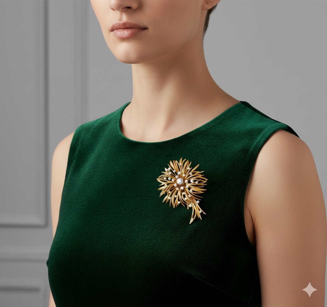 18K yellow-gold starburst “Fireworks” brooch
