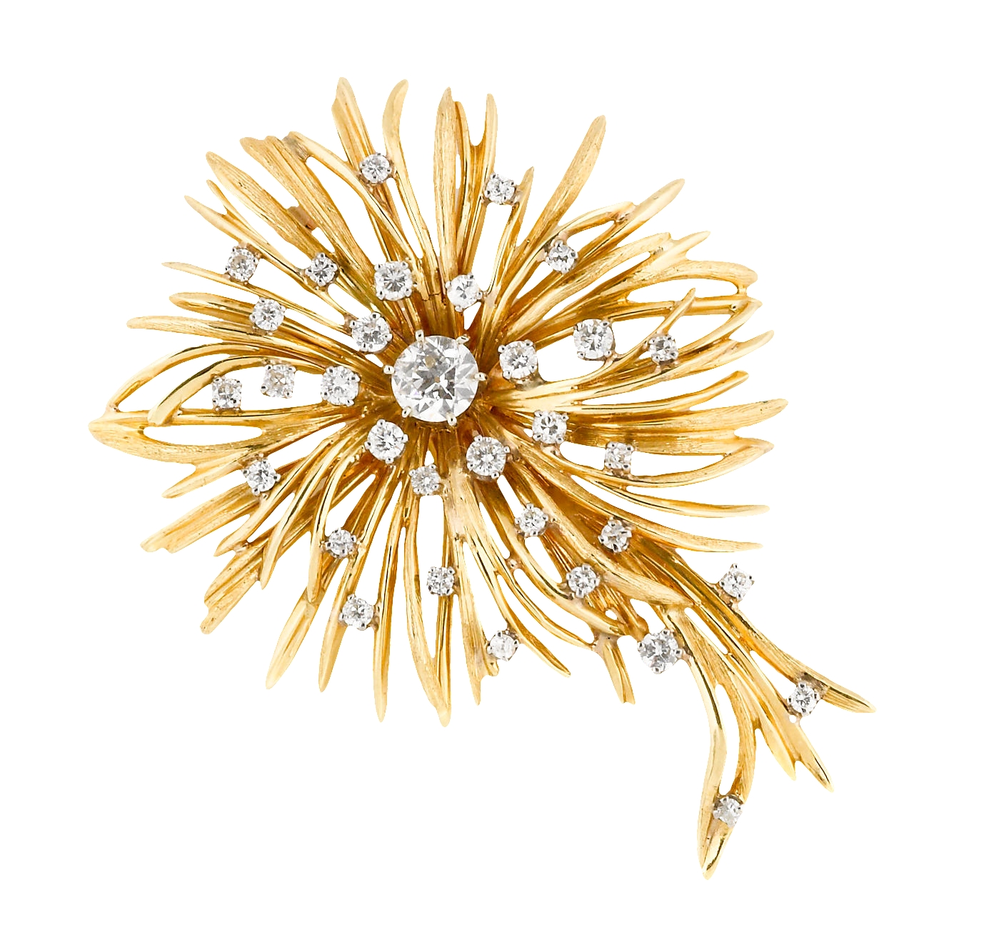 18K yellow-gold starburst “Fireworks” brooch