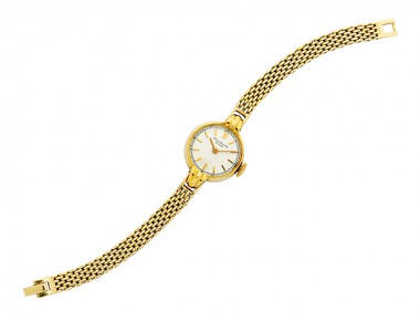 Vintage Patek Philippe lady’s wristwatch, ref. 2249, 18K gold 20 mm circular case with silvered dial and gilt baton markers on later 14K gold mesh bracelet