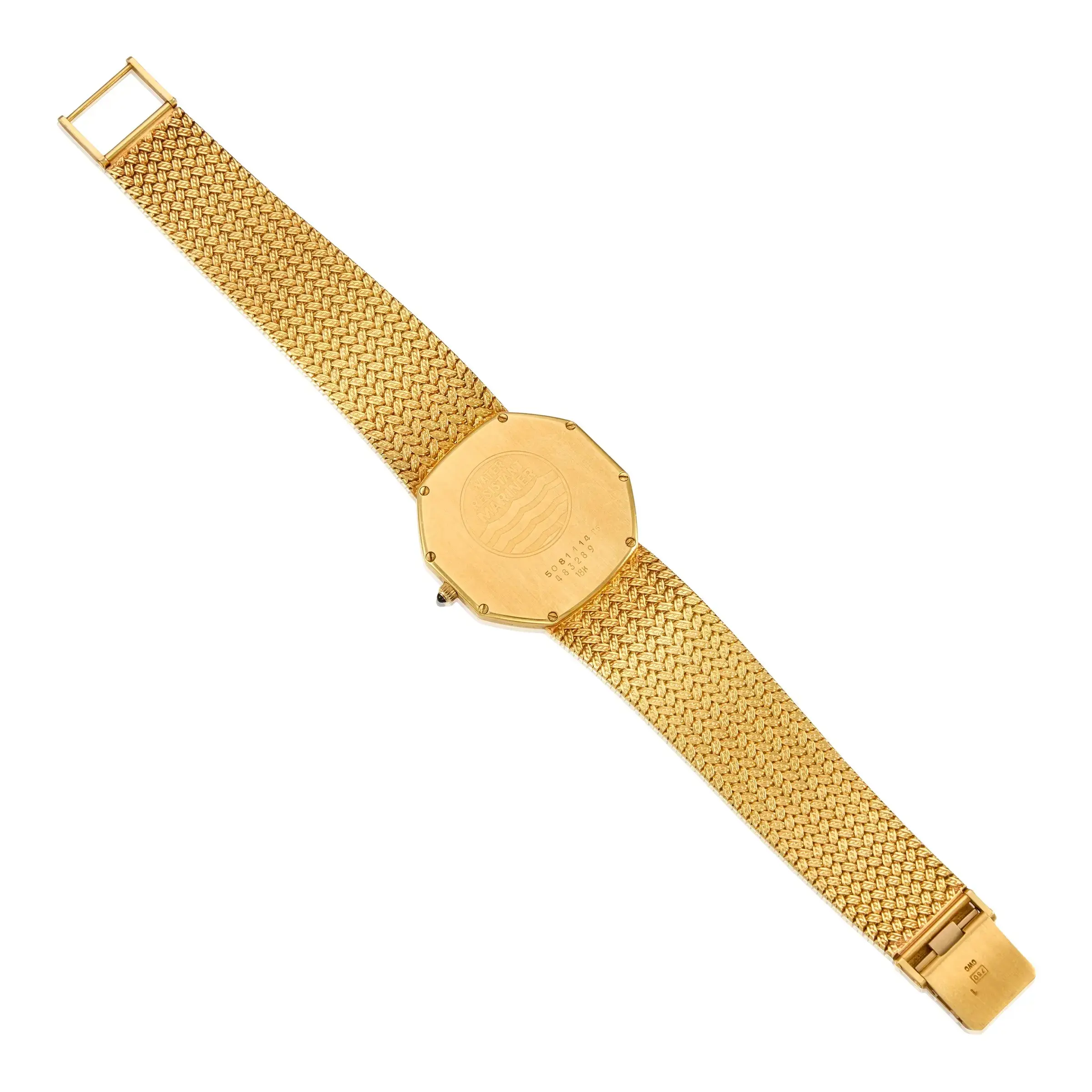 Vintage Concord Mariner Nine/Quartz ultra-thin watch featuring a solid 18K yellow gold case, round-cut diamonds, and an integrated gold bracelet.