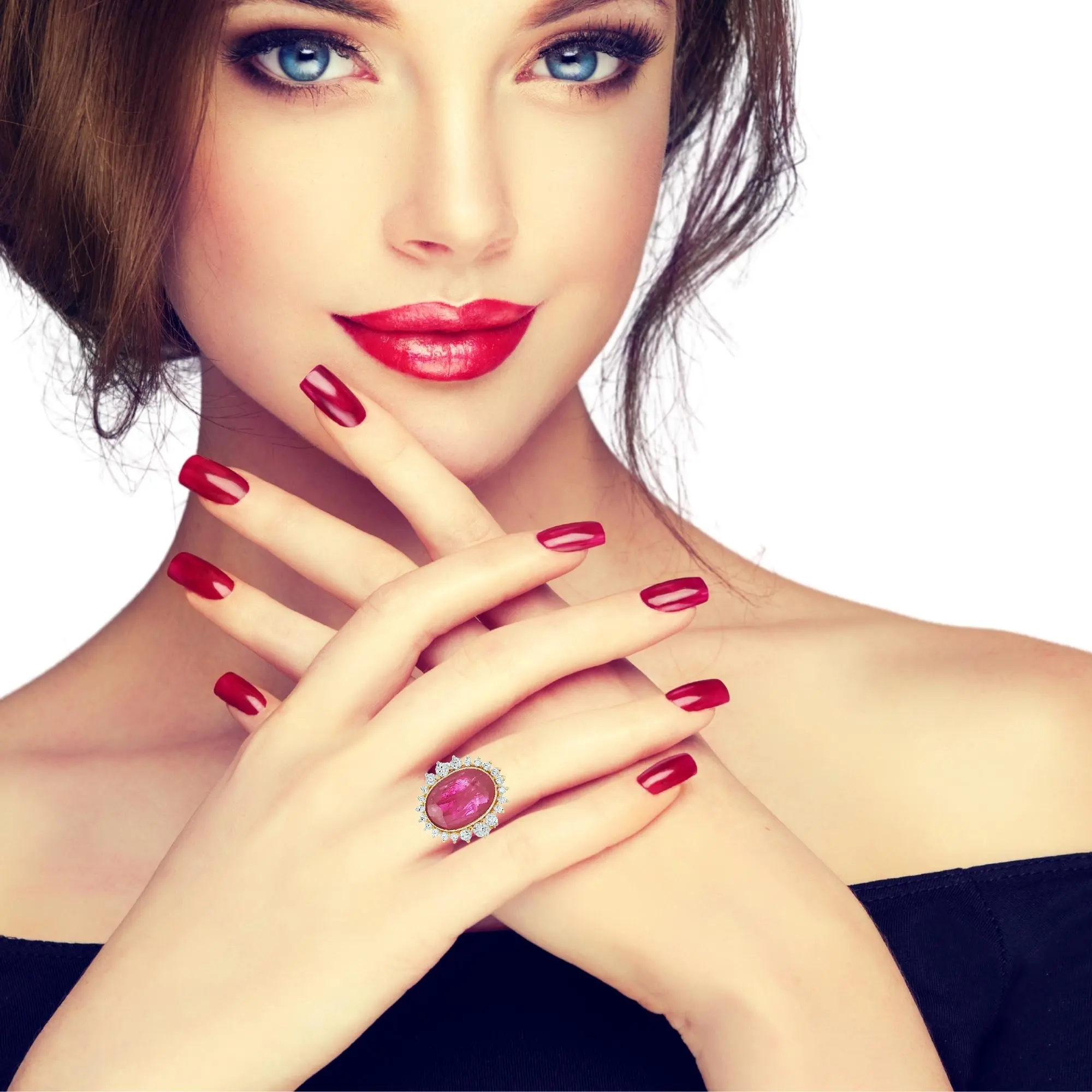 “Magnificent 8.13 carat oval-shaped natural ruby ring with 0.81 carats of diamonds set in 18K gold, untreated No Heat ruby, luxury fine jewelry auction piece.”