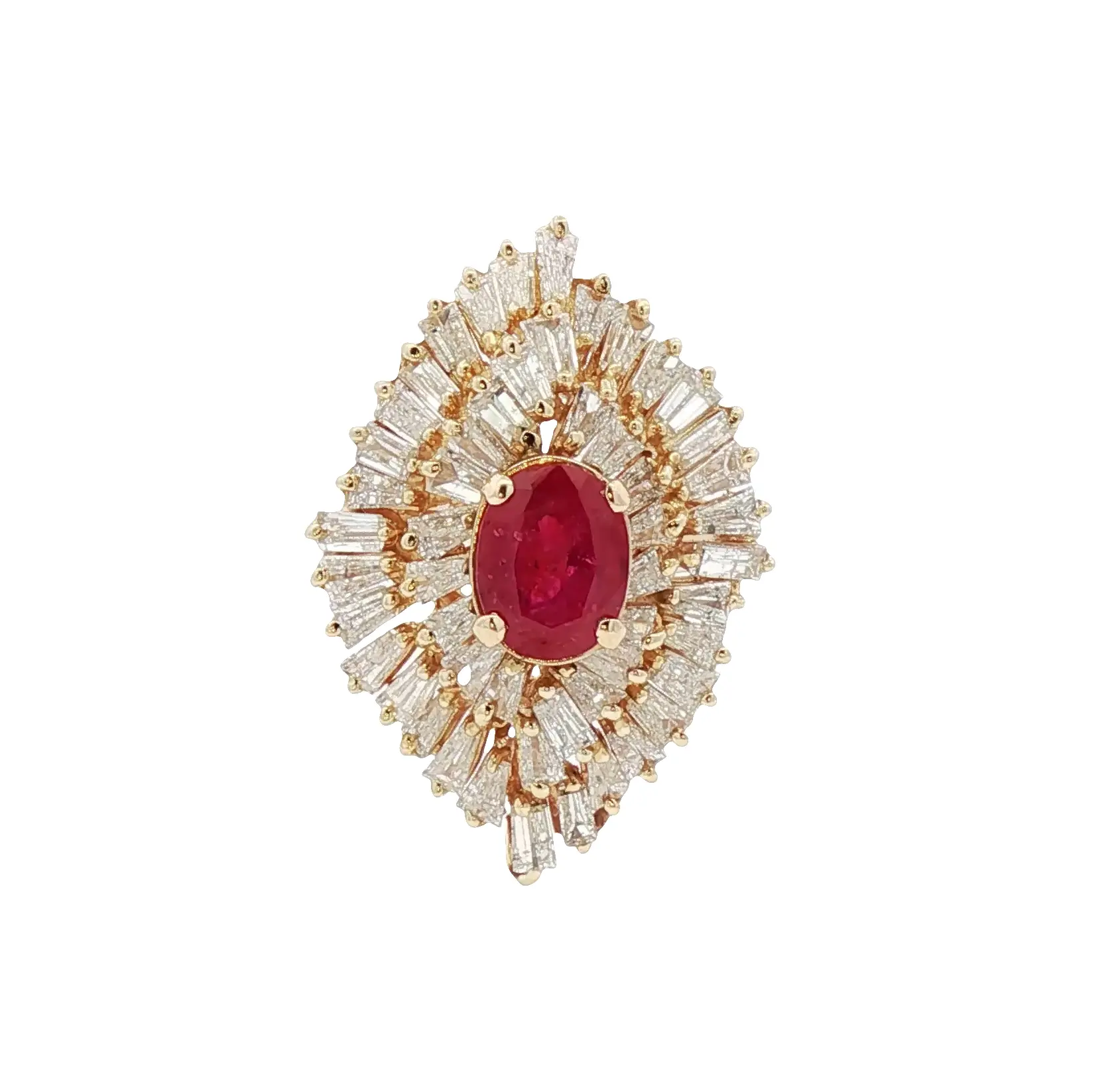 Luxury 2.69 Carat No-Heat Afghan Ruby Oval Ring with Diamonds in 14K Gold, AGL Certified