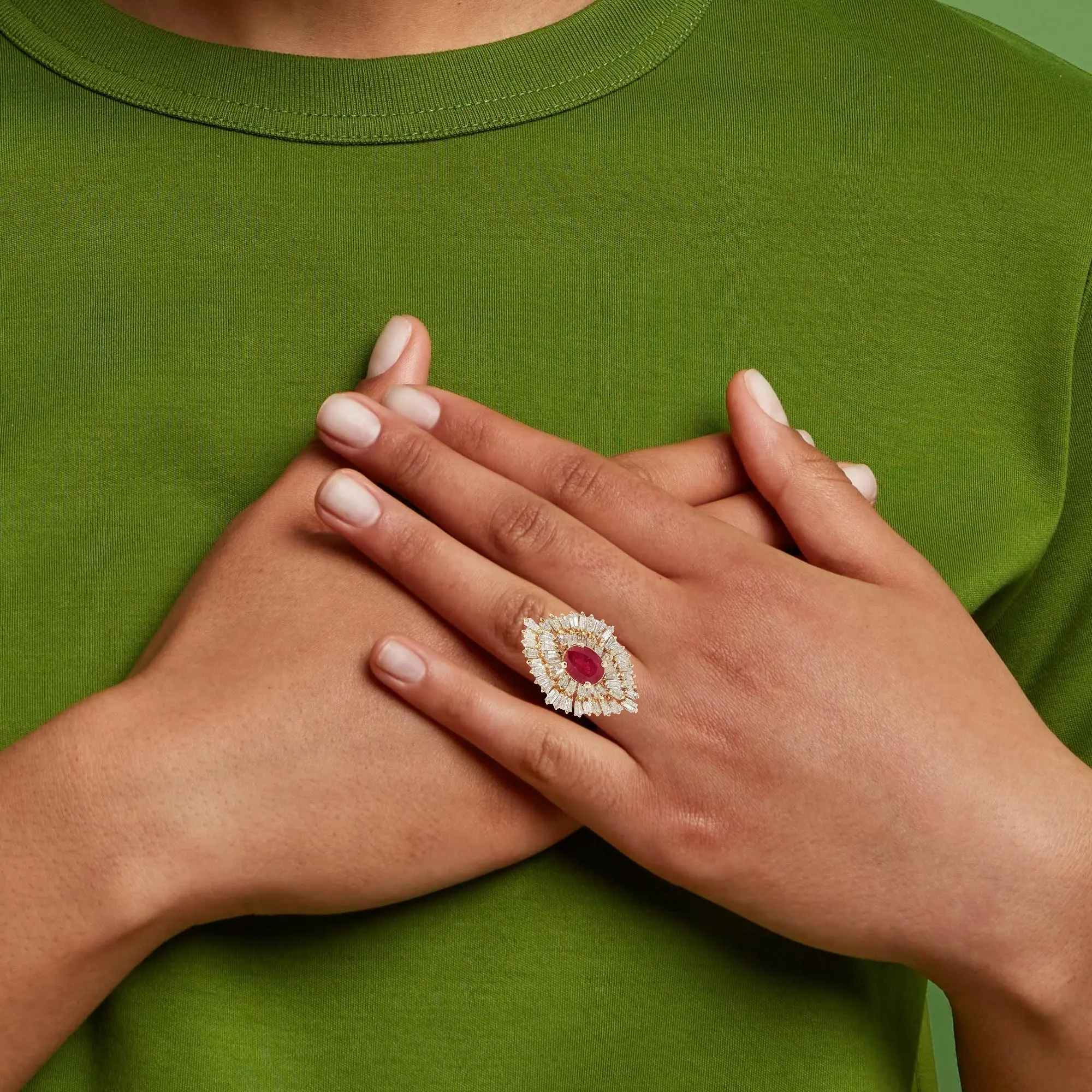 Luxury 2.69 Carat No-Heat Afghan Ruby Oval Ring with Diamonds in 14K Gold, AGL Certified