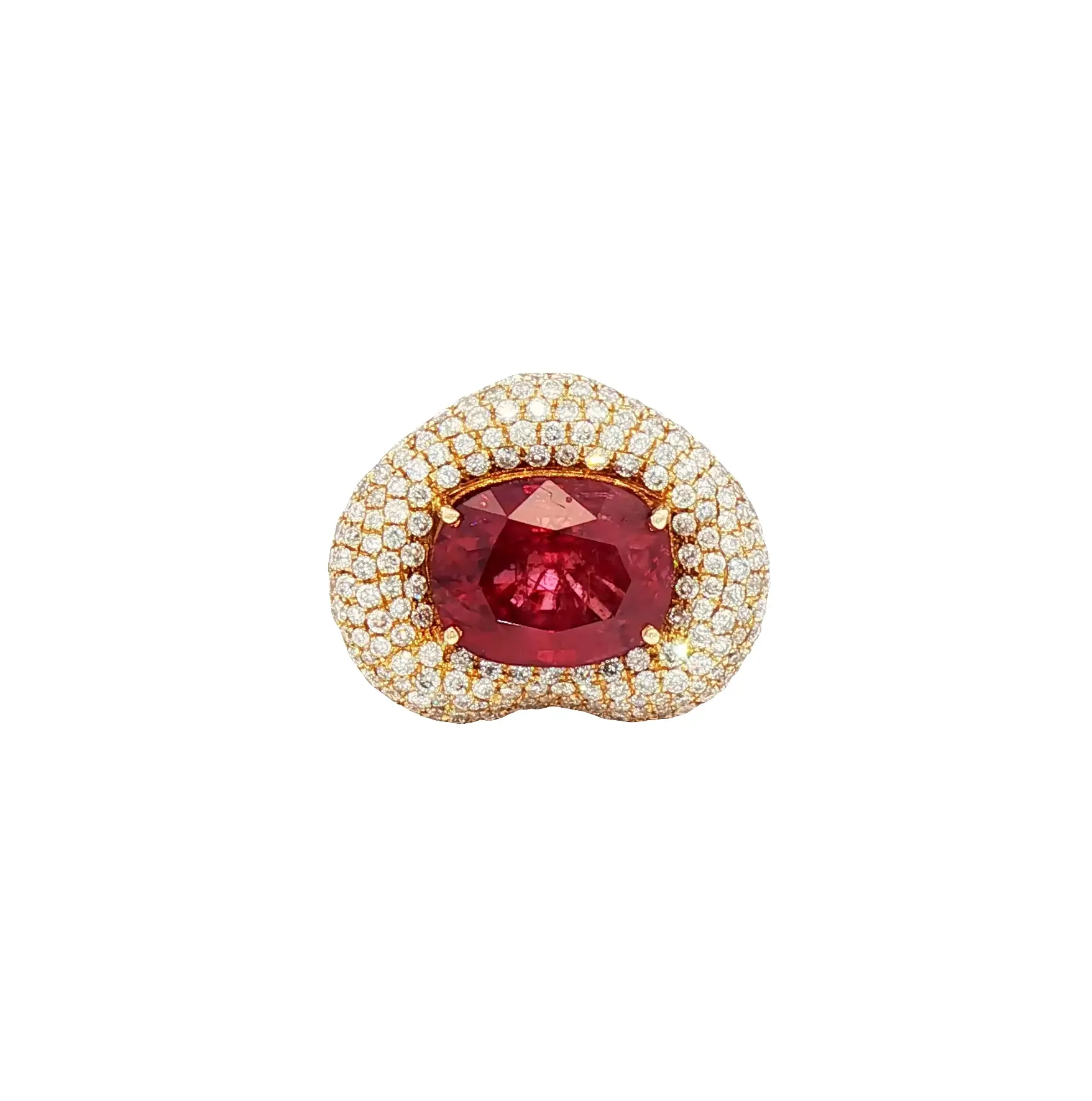 Luxury 6.25 Carat No-Heat Ruby Oval Ring, Transparent Untreated Ruby with 2.07 Carats Diamonds in 18K Gold, 12g Gross Weight