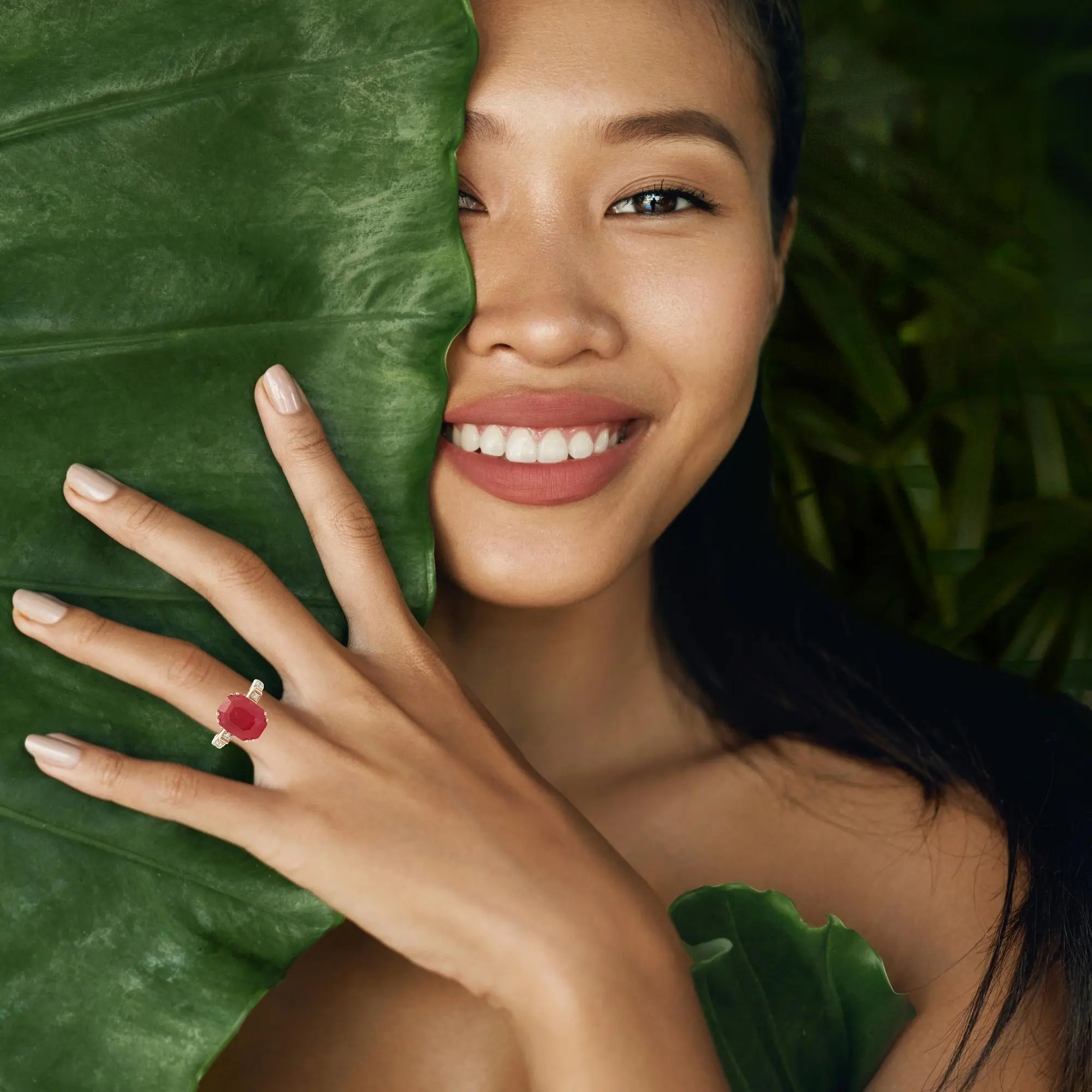 Luxury 8.34 carat emerald-cut natural no-heat ruby ring with diamond accents in 18K gold