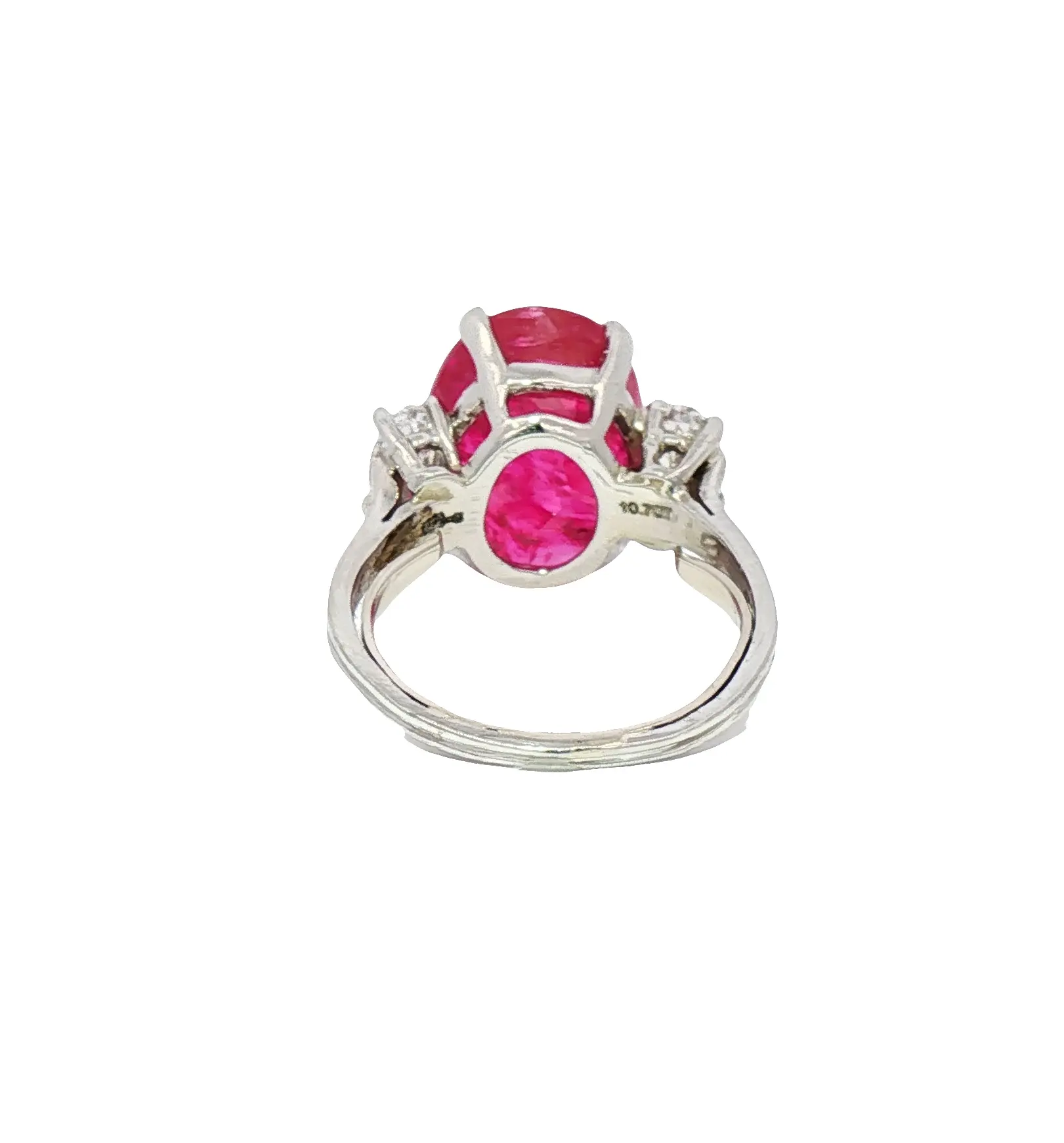 Luxury platinum ring featuring 10.71 carat no heat Burmese ruby with diamond halo, certified by AGL and C. Dunaigre