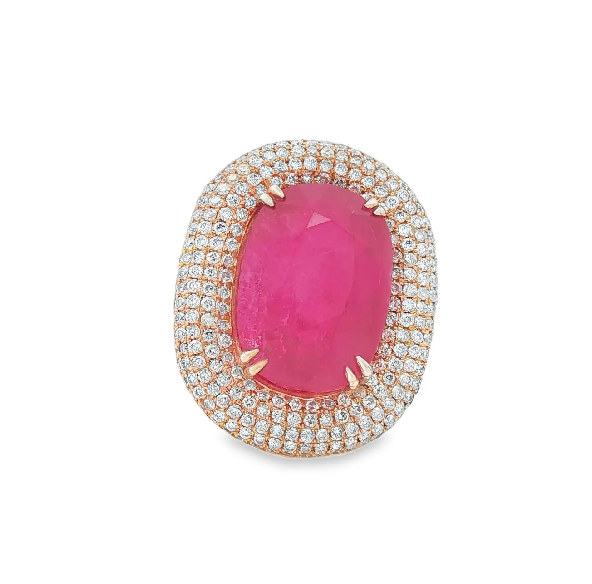 23.61 Carat Natural Burmese Ruby Cushion in 18k Yellow Gold