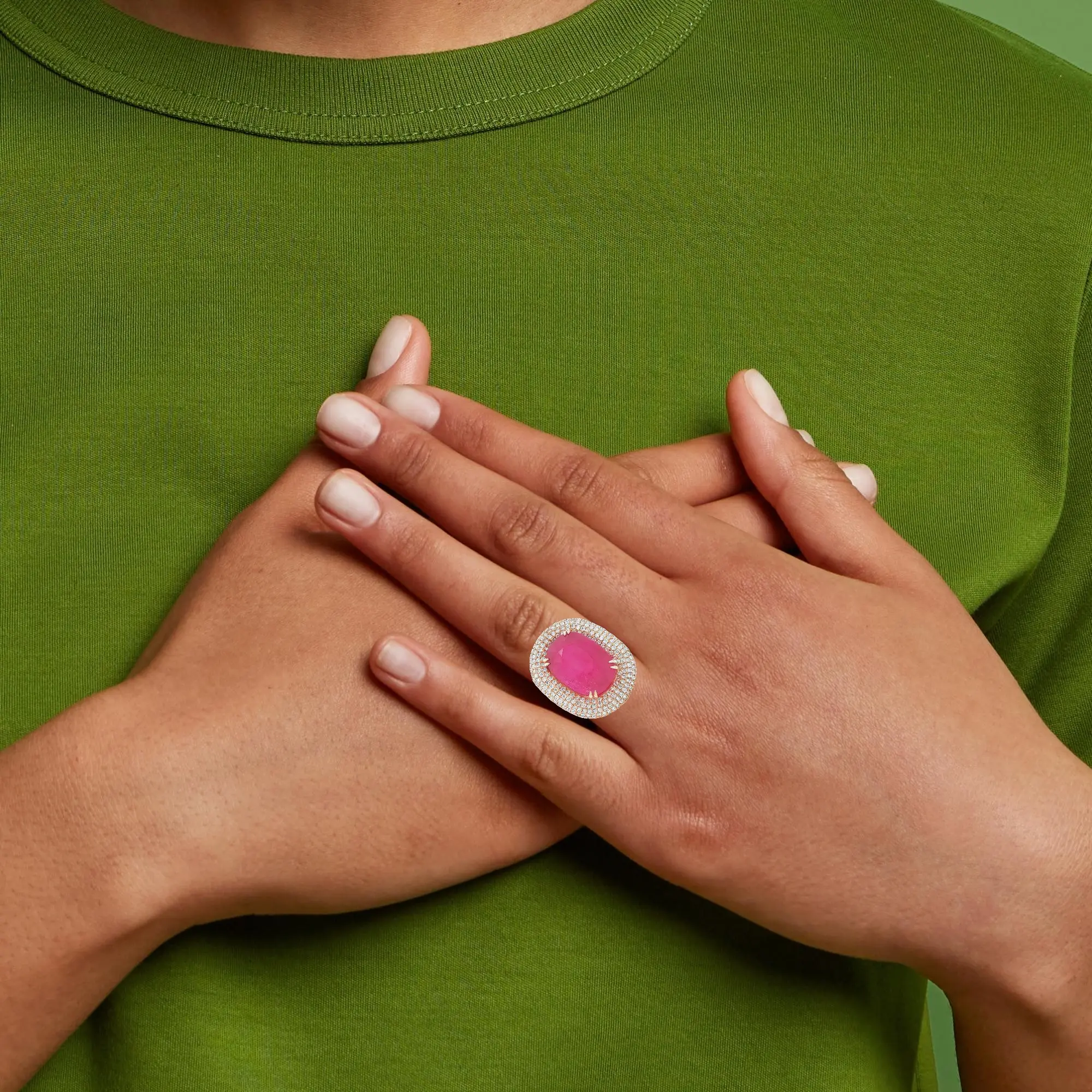 23.61 Carat Natural Burmese Ruby Cushion in 18k Yellow Gold