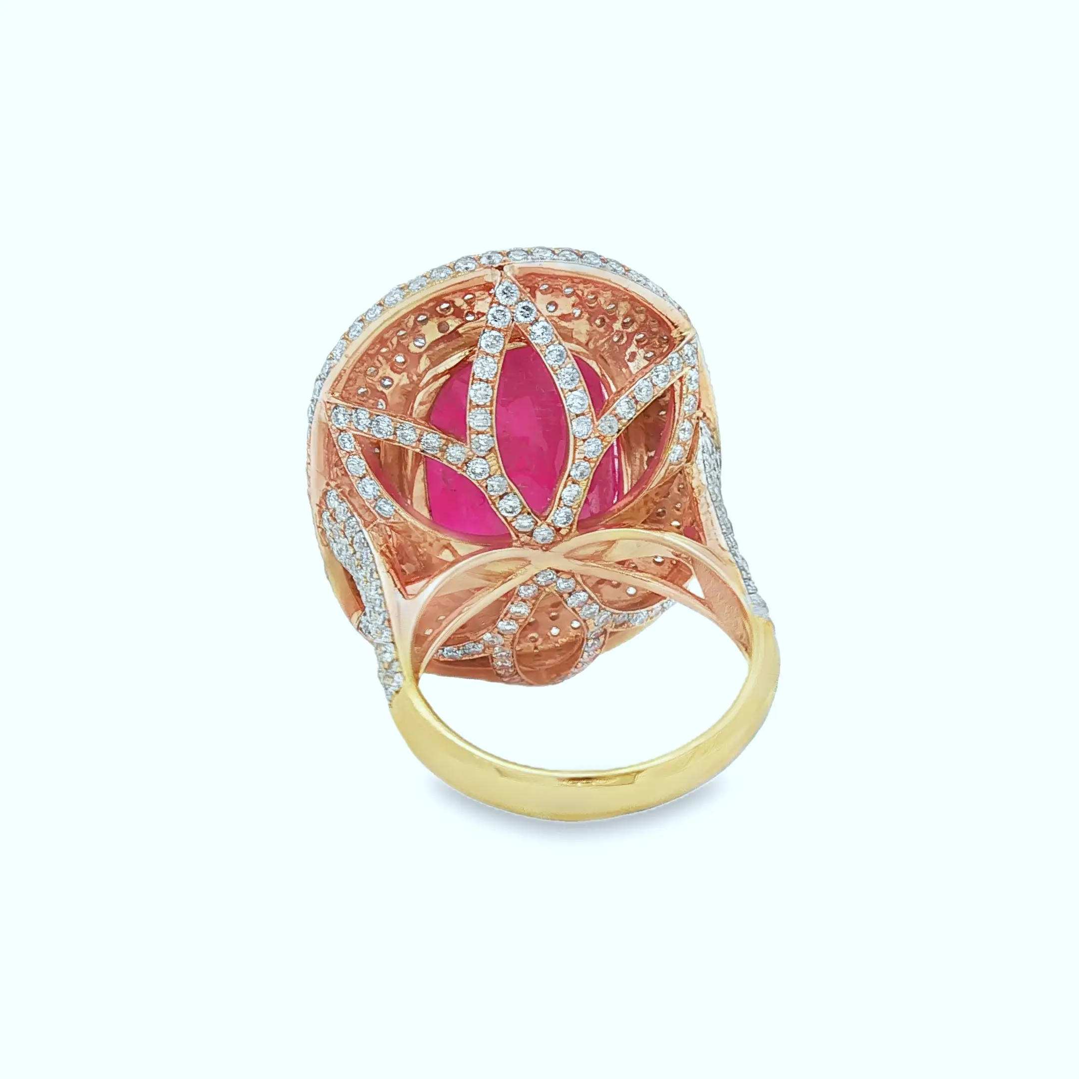 23.61 Carat Natural Burmese Ruby Cushion in 18k Yellow Gold