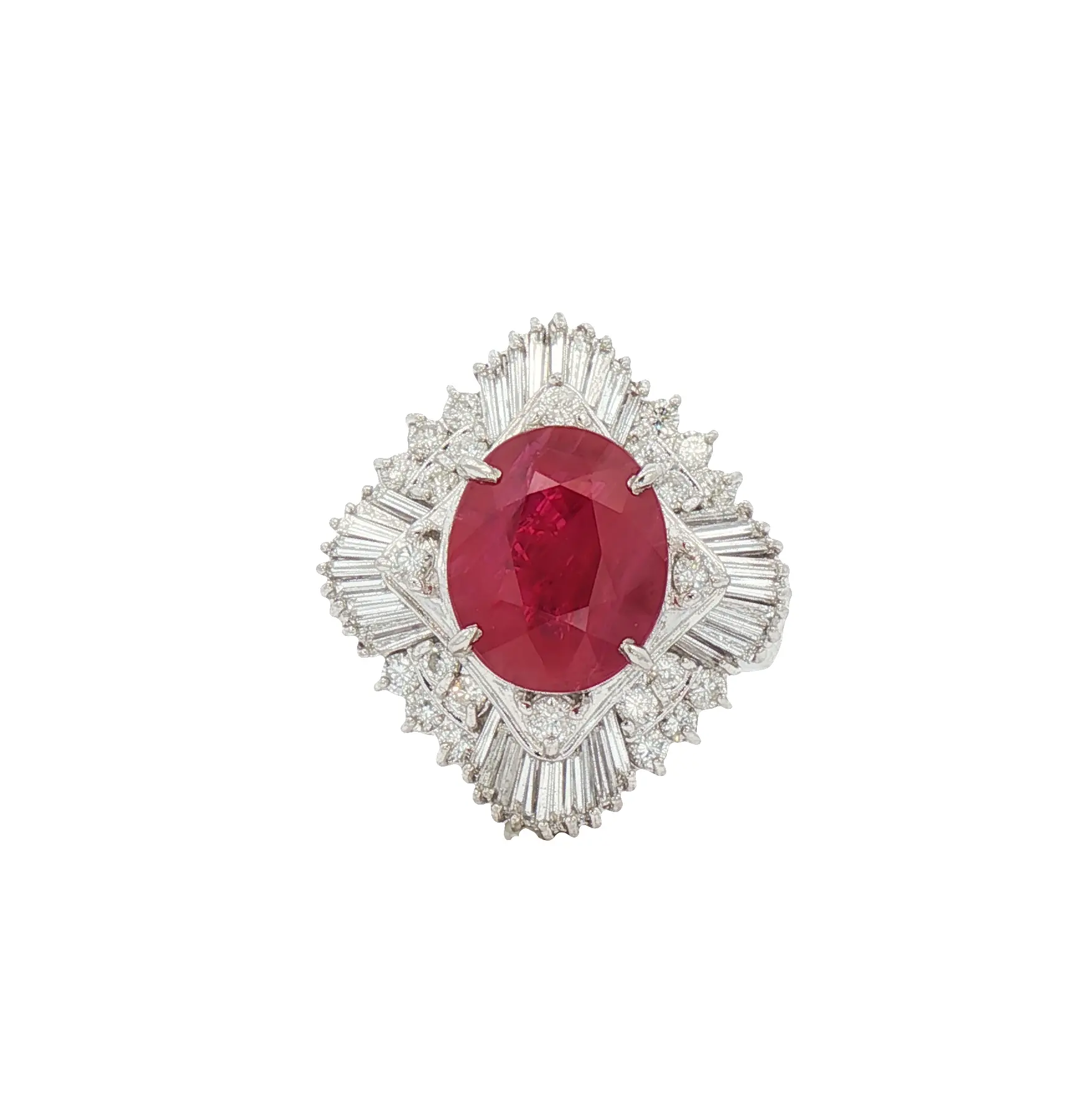 Luxury 6.02-carat Burmese oval ruby and diamond platinum ring, AGL certified, Sotheby’s Christie’s auction style