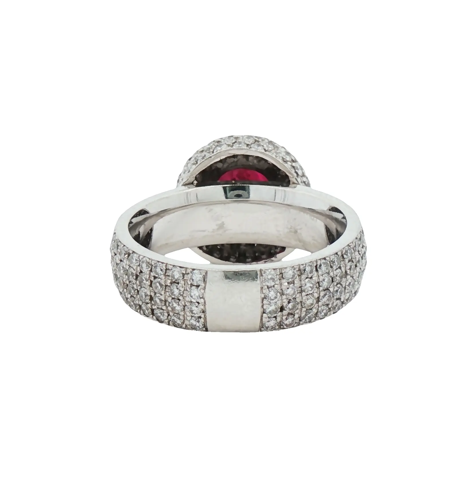 Luxury 6.06-carat Burmese no-heat ruby cabochon ring with 4.00 carats of brilliant-cut diamonds in platinum, C. Dunaigre certified