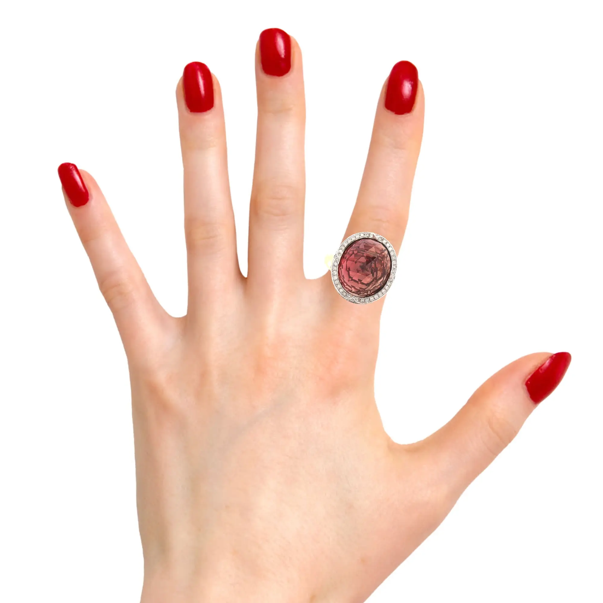 Luxury 12.78-carat natural no-heat rose-cut ruby ring with 0.88 carats of diamonds in 18k yellow gold