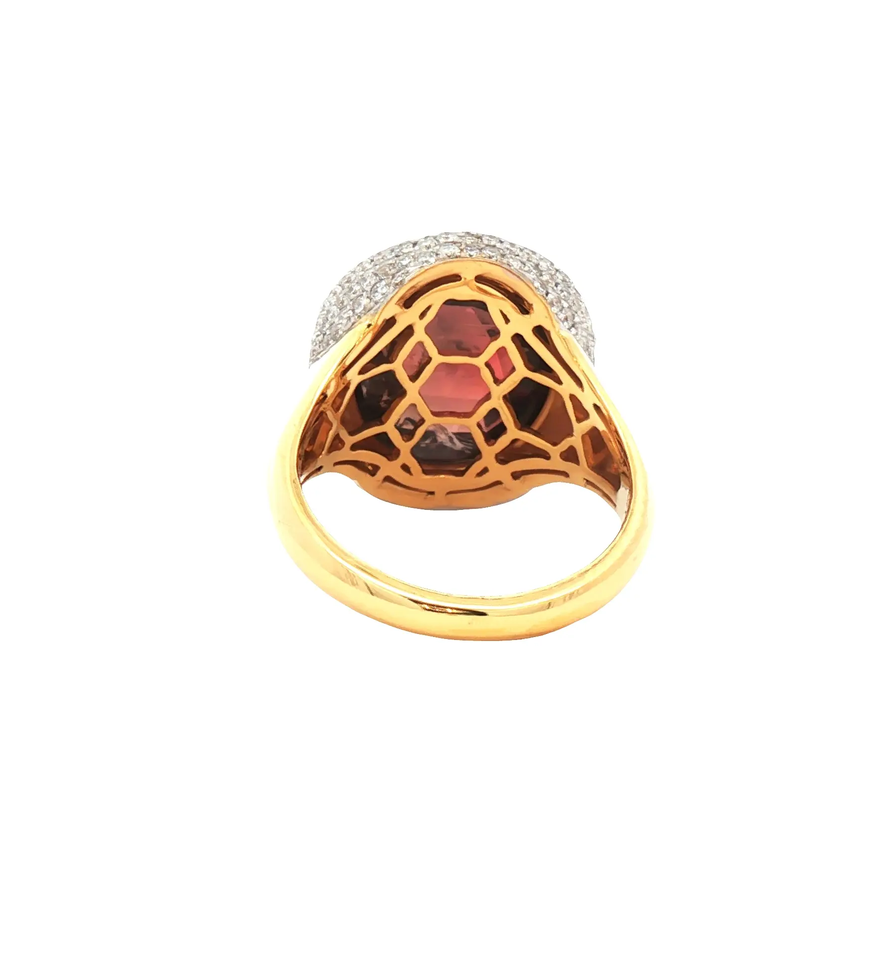 Luxury 12.78-carat natural no-heat rose-cut ruby ring with 0.88 carats of diamonds in 18k yellow gold