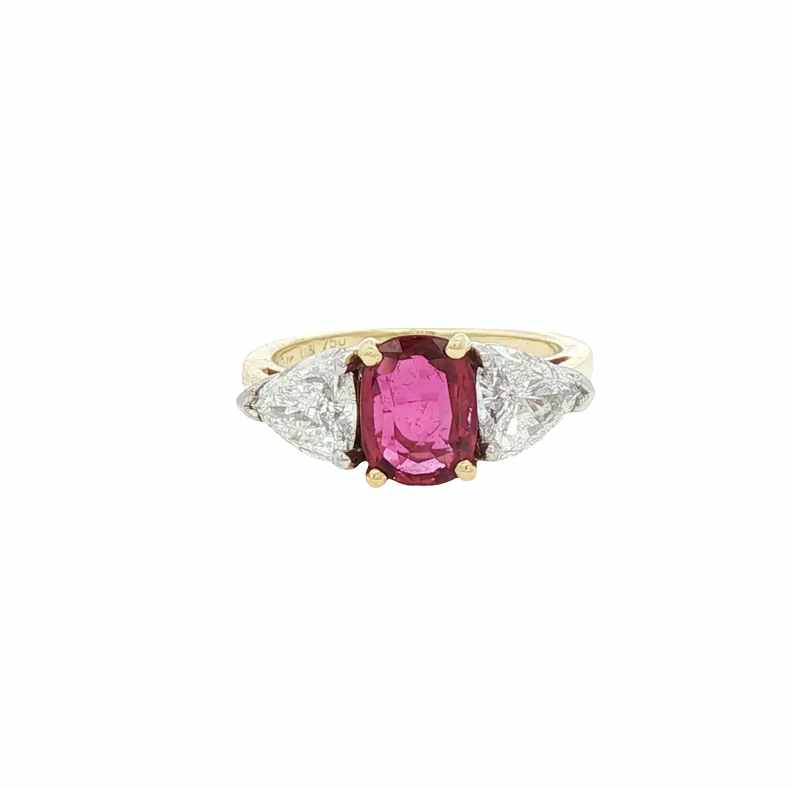 1.05 ct natural oval ruby ring with 1.10 ct diamonds in 18k yellow gold, luxury high jewelry design