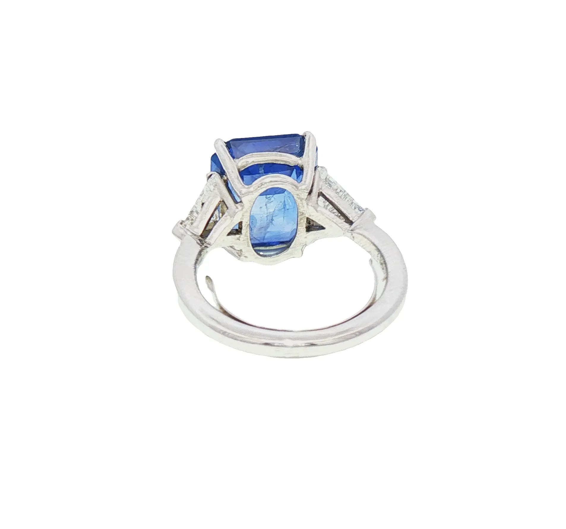 9.84 Carat Natural No-Heat Burmese Cushion-Cut Sapphire Ring in 18K White Gold with Diamond Accents