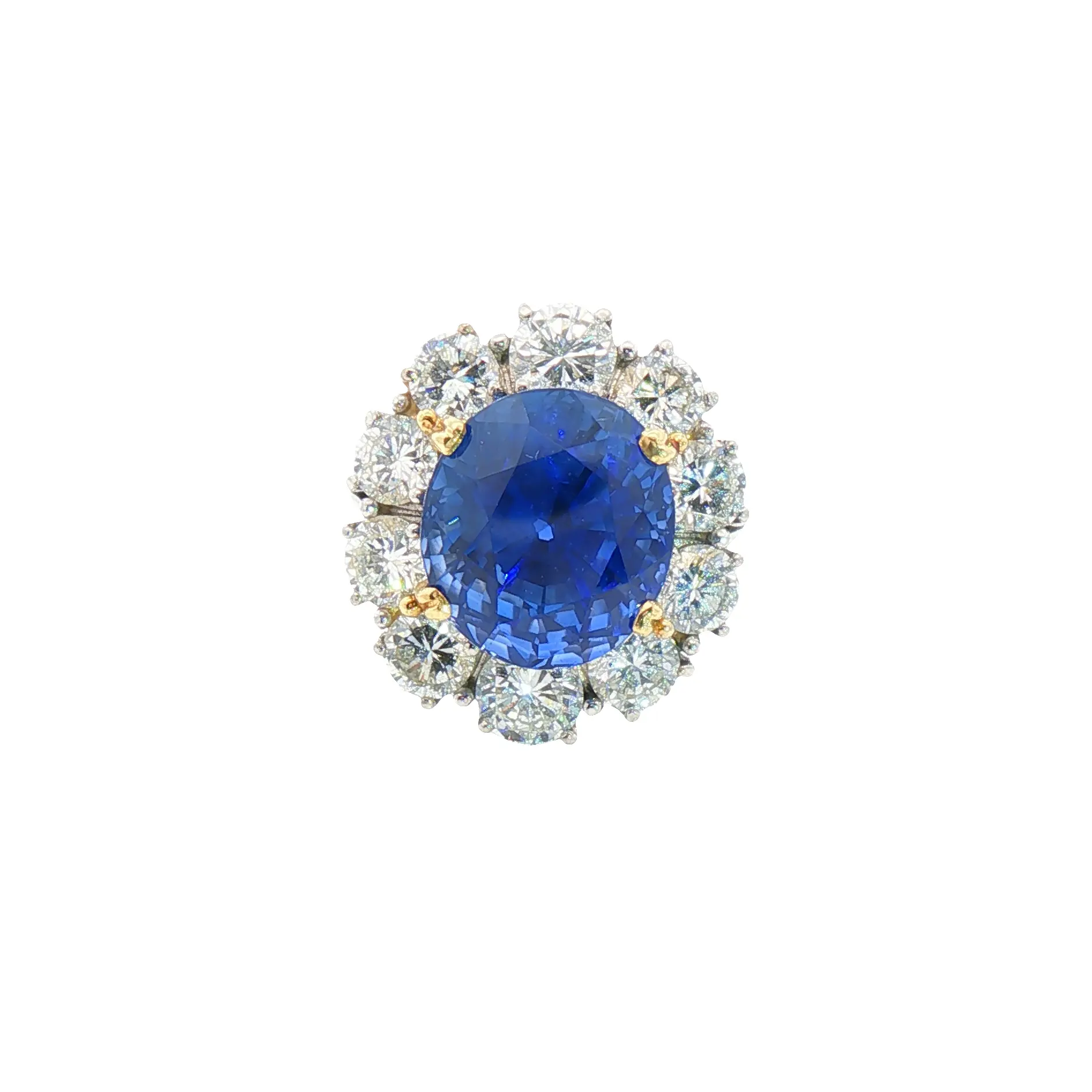 Natural 14.47 carat Ceylon blue sapphire and diamond platinum & 18K gold ring, AGL certified