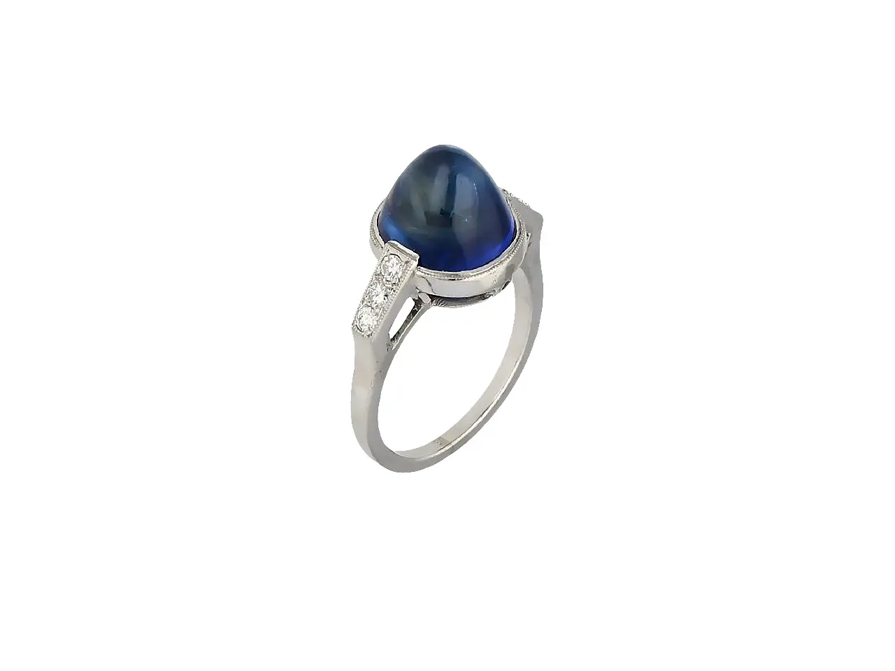 Platinum ring featuring a 9.92 carat Burmese no-heat cushion sapphire with diamond accents, certified by AGL & GIA