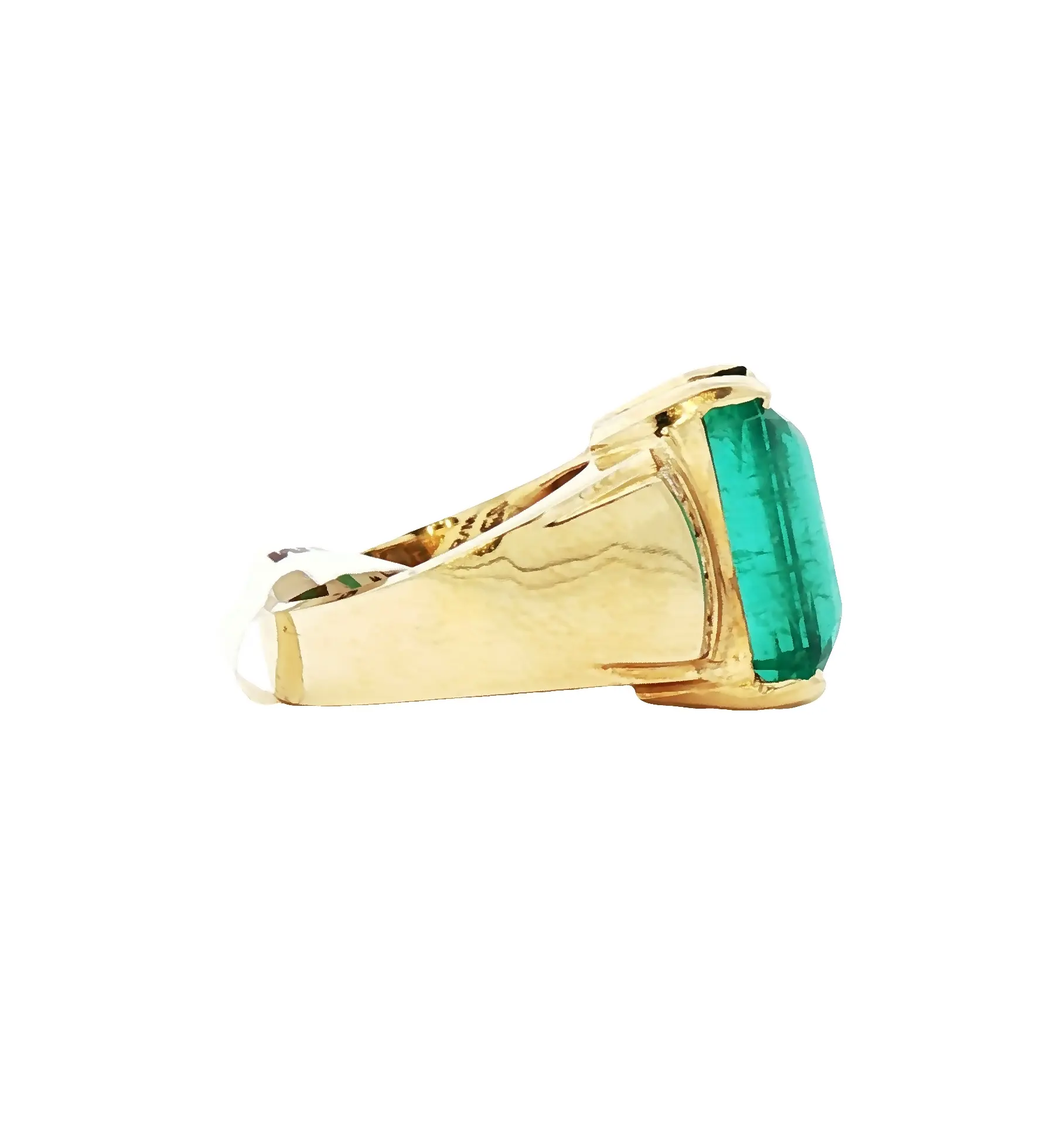 18.98 ct natural Brazilian octagonal emerald in 18K yellow gold with ~0.20 ct diamonds, C. Dunaigre certified