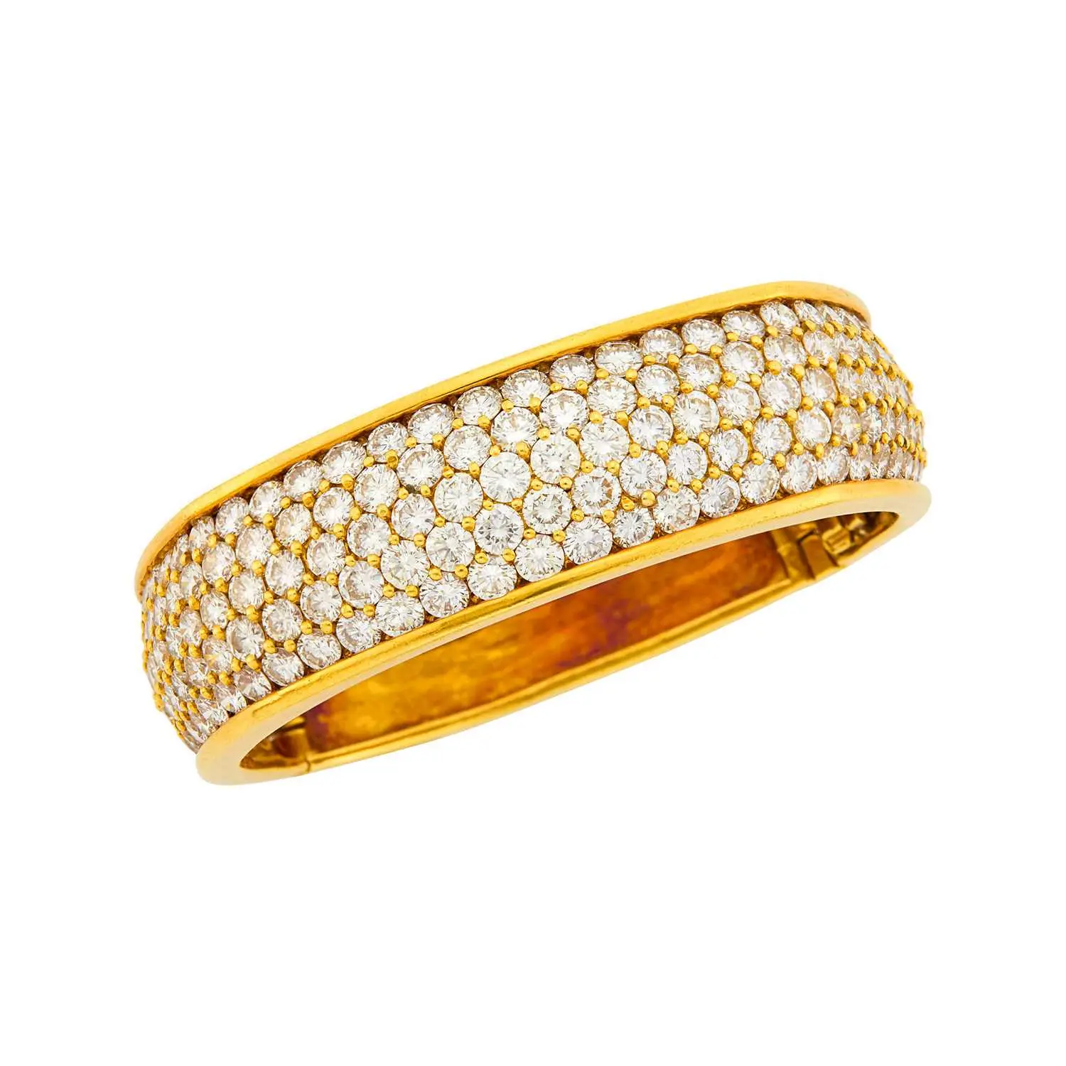 Jose Hess 18K gold diamond bangle bracelet with ~22.45 carats of round brilliant diamonds, signed and numbered 150287