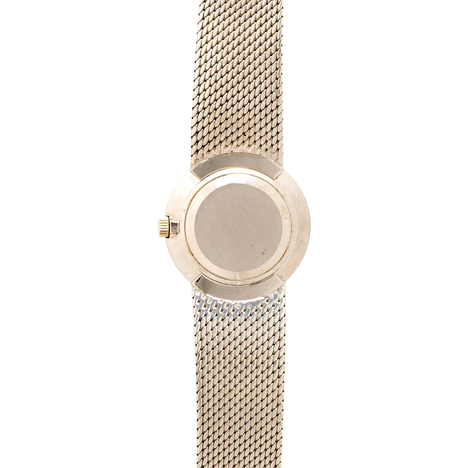 Patek Philippe Ref. 3338/2, 18K white gold jewelry bracelet watch, blue dial, diamond bezel (aftermarket), integrated gold bracelet, circa 1970s.