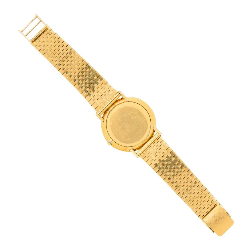 Juvenia lady’s 18K yellow-gold wristwatch with cross-Florentine textured circular case